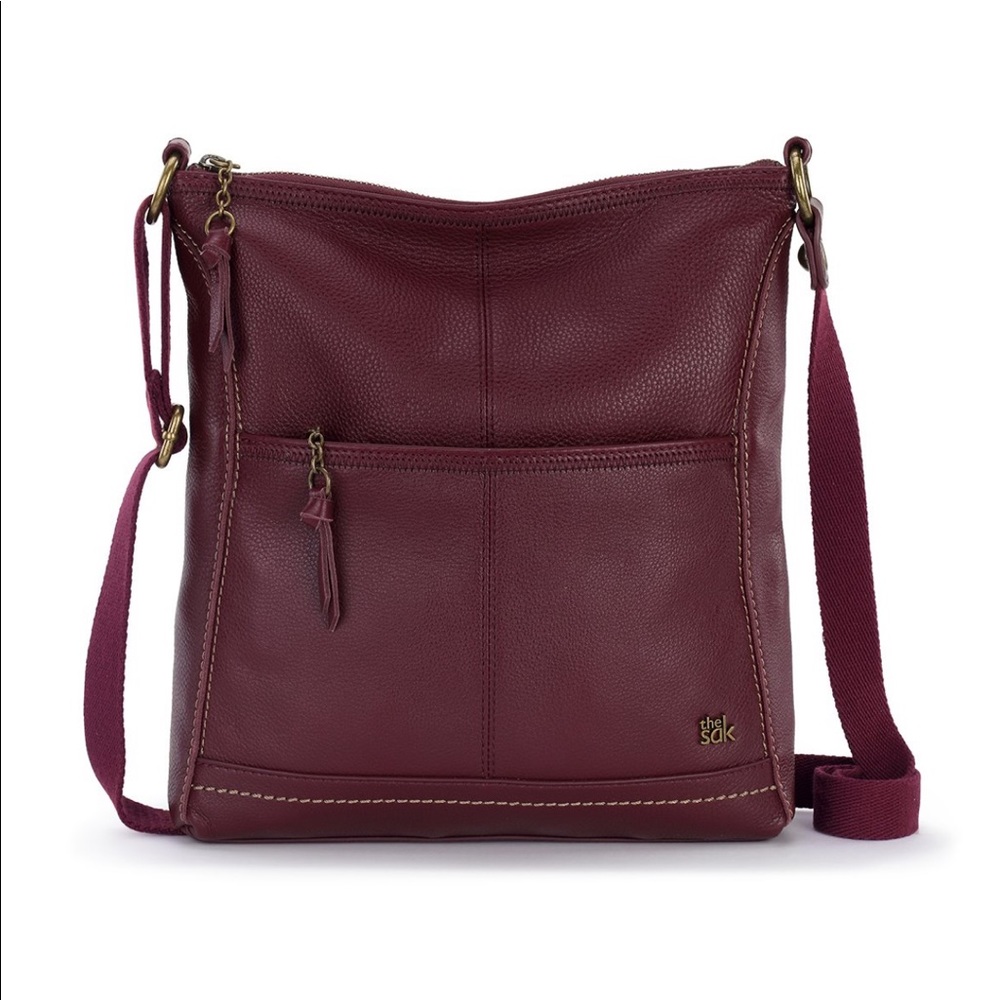 The Sak Burgundy/Wine Iris Leather Crossbody Bag